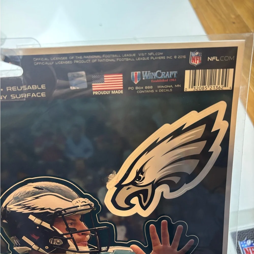 WinCraft NFL‎ reusable decal Eagles Carson Wentz 4 decal set